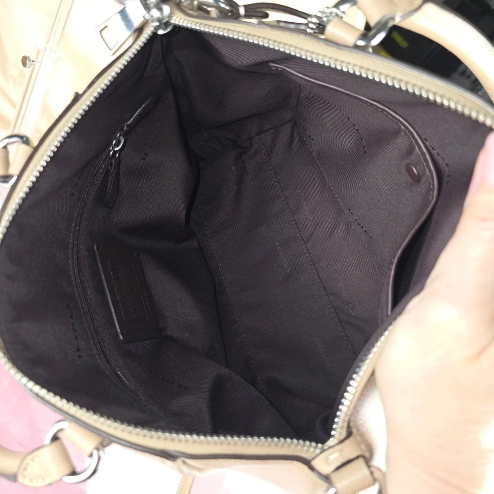 Coach Elise Satchel Pebble Leather‎ Taupe Crossbody Handbag 79316